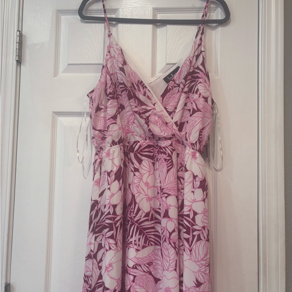 Lulu's Pink and White Floral Maxi Dress
